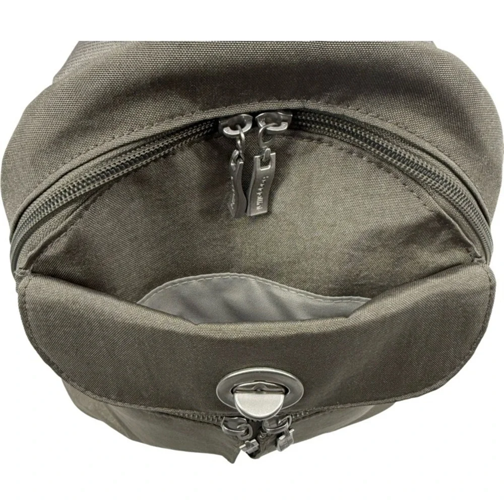 BAGGALLINI Naples Small Backpack Sling Bag Gray Nylon Convertible Travel Mini‎